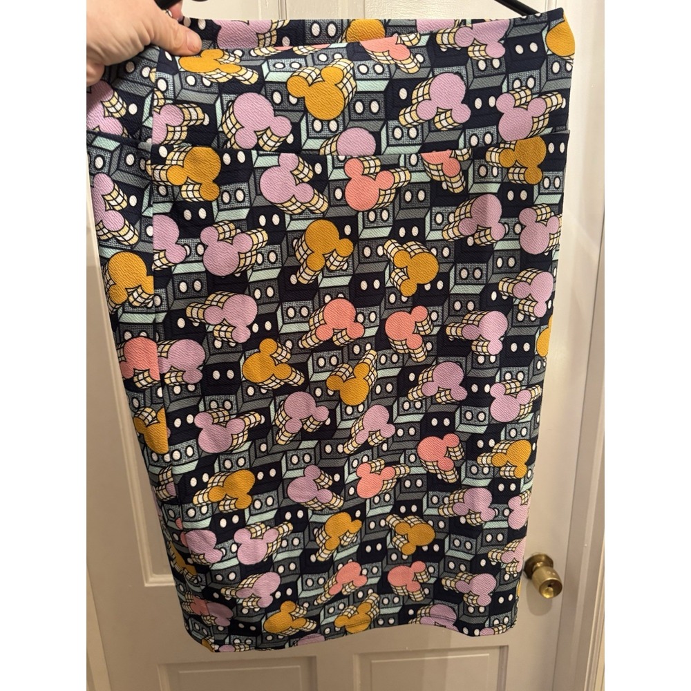 LulaRoe | Mickey Mouse Knee Length Pull On Cassie Pencil Skirt | Women's Size L